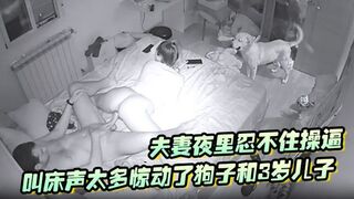 【破解摄像头】夫妻夜里忍不住操逼叫床声太多惊动了狗子和3岁儿子拿着手电来查岗两个蠢货还让不让人操逼了