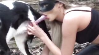 高清人兽大战，高颜值女神户外和狗性交