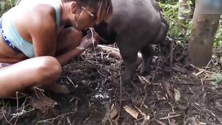 【稀缺人兽完整版】罕见女同操野猪#人妻#骚逼